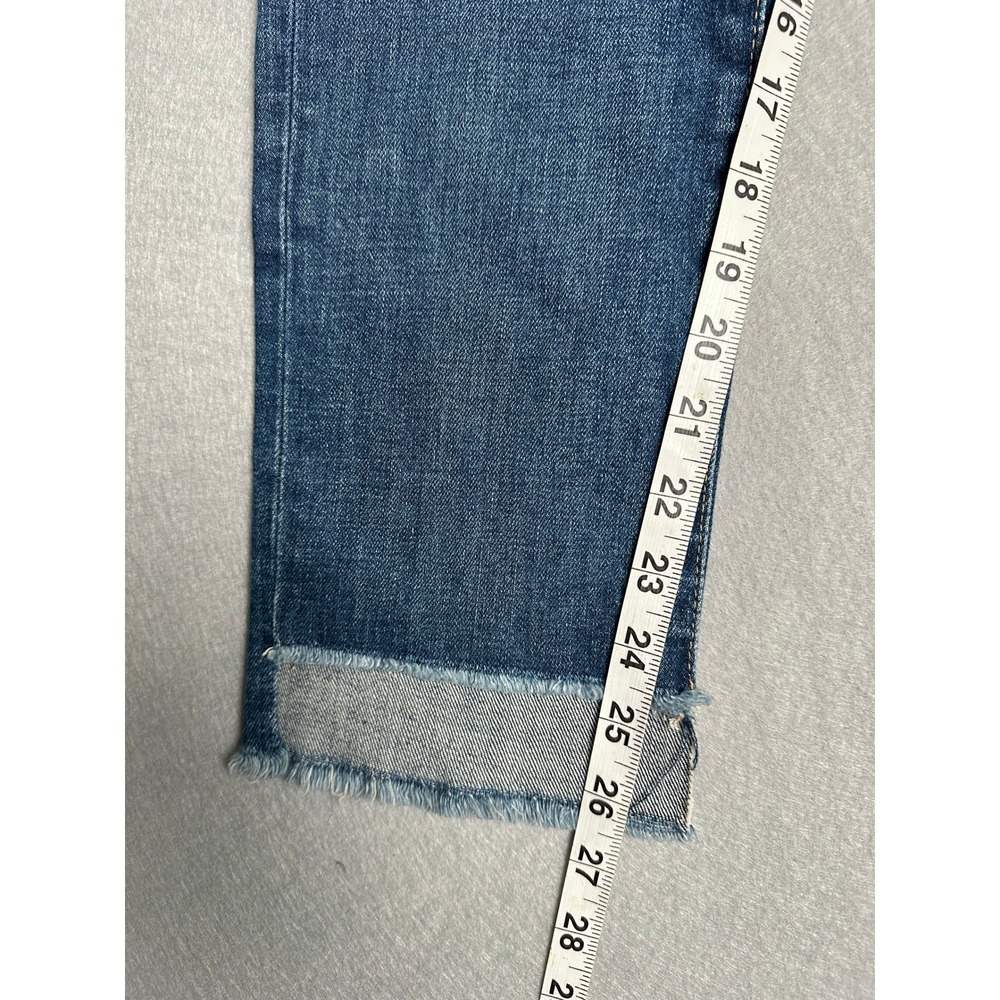 Polo Ralph Lauren Dungarees Slim Crop Jeans Blue Distressed Frayed Hem Size 25 - Picture 6 of 8